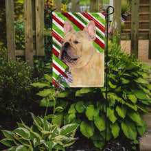 Load image into Gallery viewer, French Bulldog Candy Cane Holiday Christmas Garden Flag – Decorative Outdoor Yard Flag