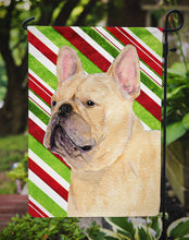Load image into Gallery viewer, French Bulldog Candy Cane Holiday Christmas Garden Flag – Decorative Outdoor Yard Flag