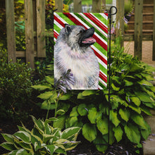Load image into Gallery viewer, Keeshond Candy Cane Holiday Christmas Garden Flag – Decorative Outdoor Yard Flag