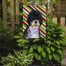 Load image into Gallery viewer, Portuguese Water Dog Candy Cane Holiday Christmas Garden Flag – Decorative Outdoor Yard Flag