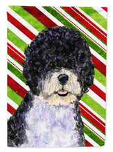 Load image into Gallery viewer, Portuguese Water Dog Candy Cane Holiday Christmas Garden Flag – Decorative Outdoor Yard Flag