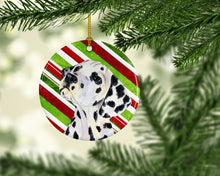 Load image into Gallery viewer, Dalmatian Candy Cane Holiday Christmas Ornament - Round Ceramic Ornament – Artist-Designed Keepsake Decoration SS4561