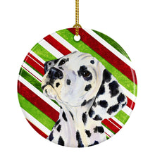 Load image into Gallery viewer, Dalmatian Candy Cane Holiday Christmas Ornament - Round Ceramic Ornament – Artist-Designed Keepsake Decoration SS4561