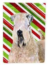 Load image into Gallery viewer, Wheaten Terrier Soft Coated Candy Cane Holiday Christmas Flag Canvas House Size