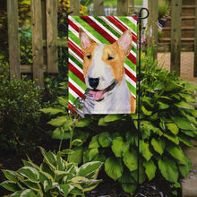 Load image into Gallery viewer, Bull Terrier Candy Cane Holiday Christmas Garden Flag – Decorative Outdoor Yard Flag