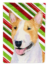 Load image into Gallery viewer, Bull Terrier Candy Cane Holiday Christmas Garden Flag – Decorative Outdoor Yard Flag