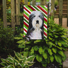 Load image into Gallery viewer, Bearded Collie Candy Cane Holiday Christmas Garden Flag – Decorative Outdoor Yard Flag