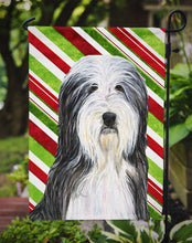 Load image into Gallery viewer, Bearded Collie Candy Cane Holiday Christmas Garden Flag – Decorative Outdoor Yard Flag
