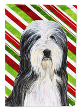 Load image into Gallery viewer, Bearded Collie Candy Cane Holiday Christmas Garden Flag – Decorative Outdoor Yard Flag