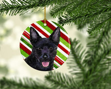 Load image into Gallery viewer, Australian Kelpie Candy Cane Holiday Christmas Ornament - Round Ceramic Ornament – Artist-Designed Keepsake Decoration SS4567