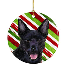 Load image into Gallery viewer, Australian Kelpie Candy Cane Holiday Christmas Ornament - Round Ceramic Ornament – Artist-Designed Keepsake Decoration SS4567