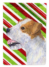 Load image into Gallery viewer, Jack Russell Terrier Candy Cane Holiday Christmas Garden Flag – Decorative Outdoor Yard Flag