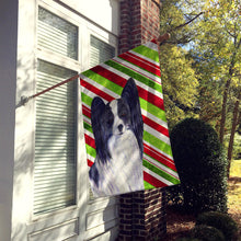 Load image into Gallery viewer, Papillon Candy Cane Holiday Christmas Flag Canvas House Size