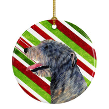 Load image into Gallery viewer, Irish Wolfhound Candy Cane Holiday Christmas Ornament - Round Ceramic Ornament – Artist-Designed Keepsake Decoration SS4575