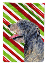 Load image into Gallery viewer, Irish Wolfhound Candy Cane Holiday Christmas Garden Flag – Decorative Outdoor Yard Flag