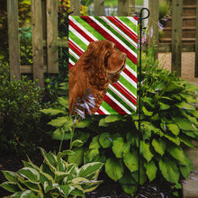 Load image into Gallery viewer, Sussex Spaniel Candy Cane Holiday Christmas Garden Flag – Decorative Outdoor Yard Flag