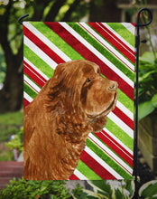 Load image into Gallery viewer, Sussex Spaniel Candy Cane Holiday Christmas Garden Flag – Decorative Outdoor Yard Flag