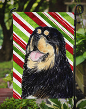 Load image into Gallery viewer, Tibetan Mastiff Candy Cane Holiday Christmas Garden Flag – Decorative Outdoor Yard Flag