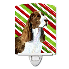 Load image into Gallery viewer, Springer Spaniel Candy Cane Holiday Christmas Ceramic Night Light SS4582CNL