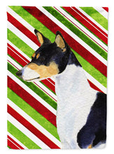 Load image into Gallery viewer, Basenji Candy Cane Holiday Christmas Flag Canvas House Size