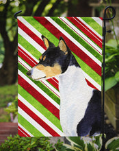 Load image into Gallery viewer, Basenji Candy Cane Holiday Christmas Garden Flag – Decorative Outdoor Yard Flag