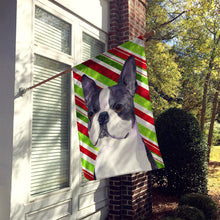 Load image into Gallery viewer, Boston Terrier Candy Cane Holiday Christmas Flag Canvas House Size