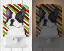 Load image into Gallery viewer, Boston Terrier Candy Cane Holiday Christmas Ceramic Night Light SS4585CNL