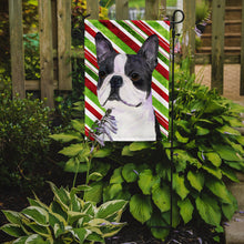 Load image into Gallery viewer, Boston Terrier Candy Cane Holiday Christmas Garden Flag – Decorative Outdoor Yard Flag