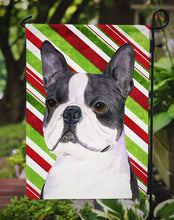 Load image into Gallery viewer, Boston Terrier Candy Cane Holiday Christmas Garden Flag – Decorative Outdoor Yard Flag