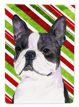 Load image into Gallery viewer, Boston Terrier Candy Cane Holiday Christmas Garden Flag – Decorative Outdoor Yard Flag