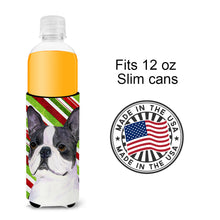 Load image into Gallery viewer, Boston Terrier Candy Cane Holiday Christmas Slim Can Hugger – Fun &amp; Functional Drink Coolers SS4585MUK