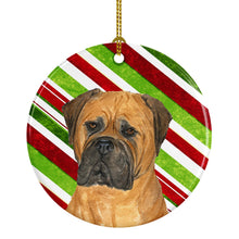 Load image into Gallery viewer, Bullmastiff Candy Cane Holiday Christmas Ornament - Round Ceramic Ornament – Artist-Designed Keepsake Decoration SS4586