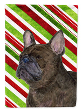 Load image into Gallery viewer, French Bulldog Candy Cane Holiday Christmas Flag Canvas House Size