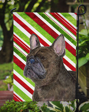 Load image into Gallery viewer, French Bulldog Candy Cane Holiday Christmas Garden Flag – Decorative Outdoor Yard Flag