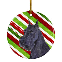 Load image into Gallery viewer, Schnauzer Candy Cane Holiday Christmas Ornament - Round Ceramic Ornament – Artist-Designed Keepsake Decoration SS4592