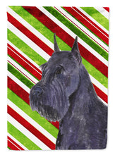 Load image into Gallery viewer, Schnauzer Candy Cane Holiday Christmas Garden Flag – Decorative Outdoor Yard Flag