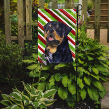 Load image into Gallery viewer, Rottweiler Candy Cane Holiday Christmas Garden Flag – Decorative Outdoor Yard Flag