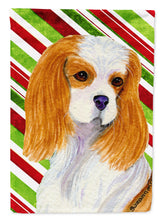 Load image into Gallery viewer, Cavalier Spaniel Candy Cane Holiday Christmas Flag Canvas House Size
