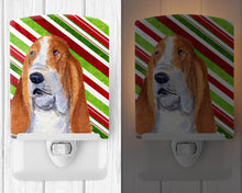 Load image into Gallery viewer, Basset Hound Candy Cane Holiday Christmas Ceramic Night Light SS4597CNL