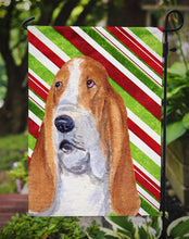 Load image into Gallery viewer, Basset Hound Candy Cane Holiday Christmas Garden Flag – Decorative Outdoor Yard Flag