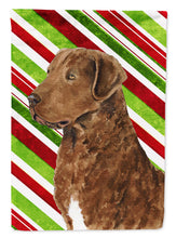 Load image into Gallery viewer, Chesapeake Bay Retriever Candy Cane Holiday Christmas Flag Canvas House Size