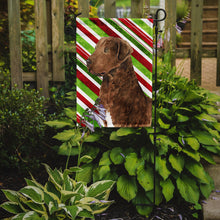 Load image into Gallery viewer, Chesapeake Bay Retriever Candy Cane Holiday Christmas Garden Flag – Decorative Outdoor Yard Flag