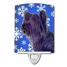 Load image into Gallery viewer, Skye Terrier Winter Snowflakes Holiday Ceramic Night Light SS4601CNL