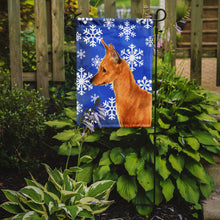 Load image into Gallery viewer, Min Pin Winter Snowflakes Holiday Garden Flag – Decorative Outdoor Yard Flag