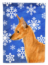 Load image into Gallery viewer, Min Pin Winter Snowflakes Holiday Garden Flag – Decorative Outdoor Yard Flag