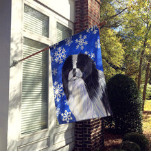 Load image into Gallery viewer, Japanese Chin Winter Snowflakes Holiday Flag Canvas House Size