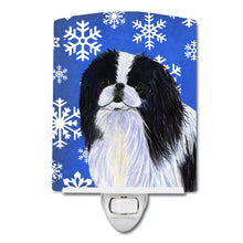 Load image into Gallery viewer, Japanese Chin Winter Snowflakes Holiday Ceramic Night Light SS4605CNL