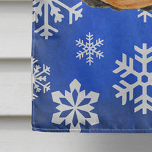 Load image into Gallery viewer, Doberman Winter Snowflakes Holiday Flag Canvas House Size
