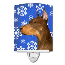 Load image into Gallery viewer, Doberman Winter Snowflakes Holiday Ceramic Night Light SS4606CNL
