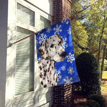 Load image into Gallery viewer, Dalmatian Winter Snowflakes Holiday Flag Canvas House Size
